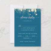 Boho Wildflower Navy Wedding Menu Keuzemenu RSVP (Voorkant)
