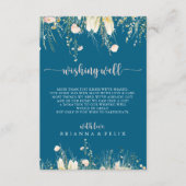 Boho Wildflower Navy Wedding Wishing Well Informatiekaartje (Voorkant)