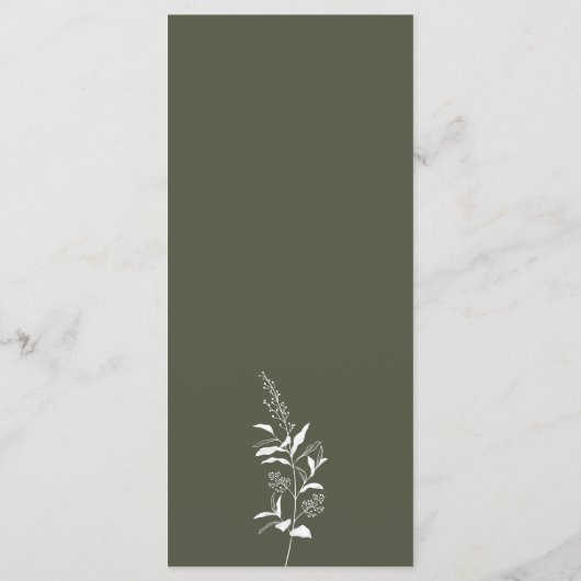 Boho Wildflower Olive Groen Bruiloft Uitnodiging (Achterkant)