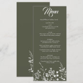 Boho Wildflower Olive Groen Bruiloft Uitnodiging (Voorkant / Achterkant)