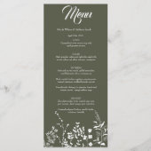 Boho Wildflower Olive Groen Bruiloft Uitnodiging (Voorkant)