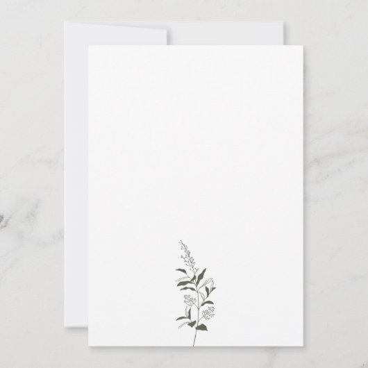 Boho Wildflower Olive Groen Bruiloft Uitnodiging (Achterkant)