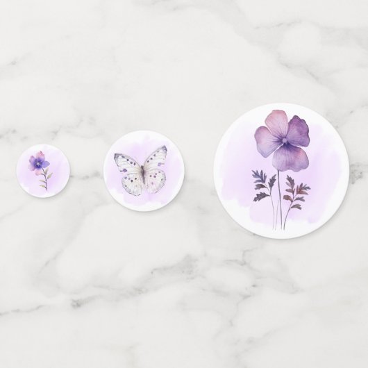 Boho Wildflower Paarse Vlinder Baby shower Confetti (Achterkanten)