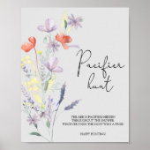 Boho Wildflower pacifier jaagt baby shower game Poster (Voorkant)