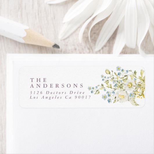 Boho Wildflower Pampas Wedding Return-adres Etiket (Insitu)