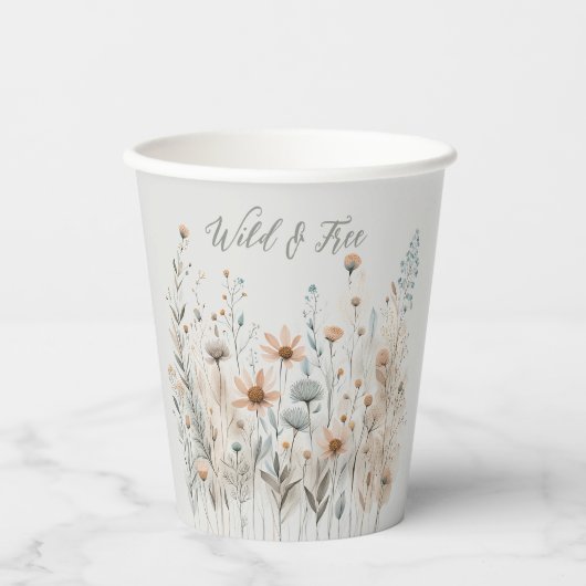 Boho Wildflower Papieren Bekers (Voorkant)