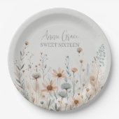 Boho Wildflower Papieren Bordje (Voorkant)