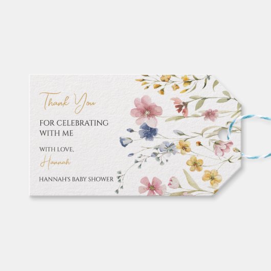Boho Wildflower Party Favor Label Cadeaulabel (Voorkant (Horizontaal))