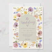 Boho Wildflower Pastel QR Code Huwelijksuitnodigin Kaart (Voorkant)