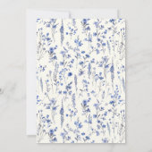 Boho Wildflower Patroon Blauw Ivoor Bruiloft Kaart (Achterkant)