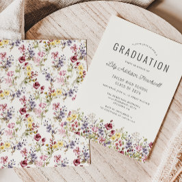 Boho Wildflower Patroon Ivoor Graduation Party Kaart