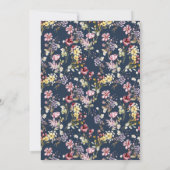 Boho Wildflower Patroon Marine Blauw Afstudeerfees Kaart (Achterkant)