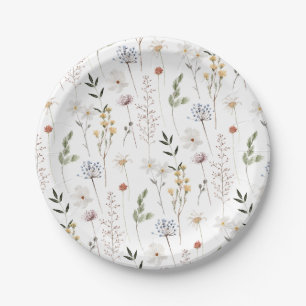 Boho Wildflower Patroon Papieren Bordje