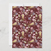 Boho Wildflower Pattern Bourgondië Afstudeerfeest Kaart (Achterkant)