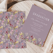 Boho Wildflower Pattern Mauve Afstudeerfeest Kaart