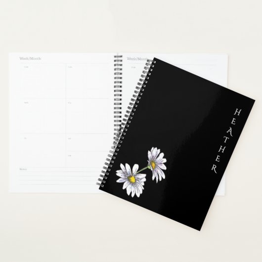 Boho Wildflower Personalized Black Gift for Her Pl Planner (Display)