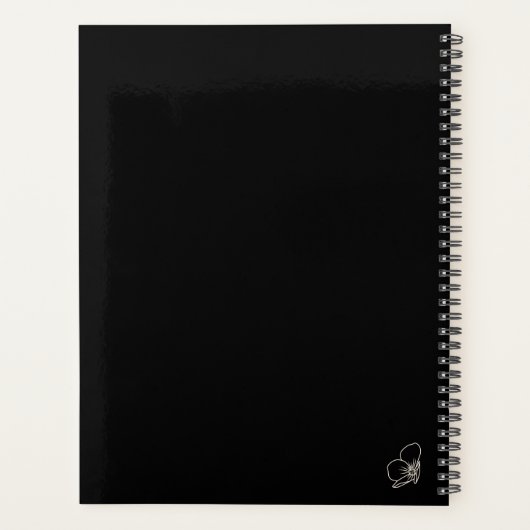 Boho Wildflower Personalized Black Gift for Her Planner (Achterkant)