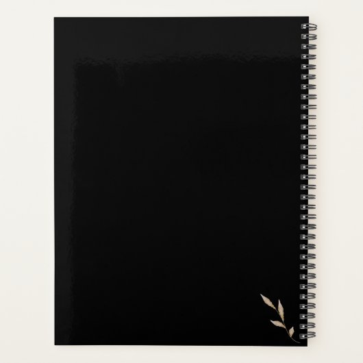 Boho Wildflower Personalized Black Gift for Her Planner (Achterkant)