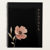 Boho Wildflower Personalized Black Gift for Her Planner (Voorkant)