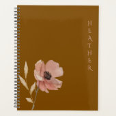 Boho Wildflower Personalized Brown Gift for Her Planner (Voorkant)