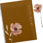 Boho Wildflower Personalized Brown Gift for Her Planner
