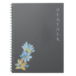Boho Wildflower Personalized Grey Gift for Her Notitieboek