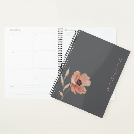 Boho Wildflower Personalized Grey Gift for Her Planner (Display)