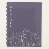 Boho Wildflower Personalized Grey Gift for Her Planner (Voorkant)