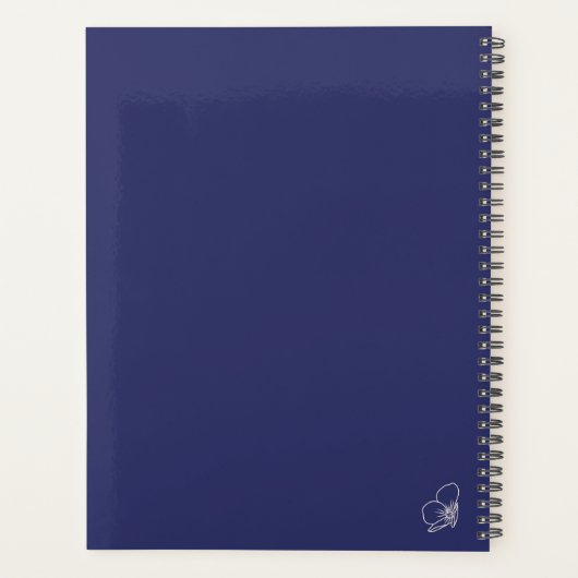 Boho Wildflower Personalized Navy Gift for Her Planner (Achterkant)