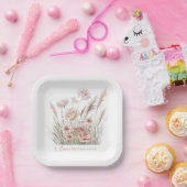 Boho Wildflower Personalized Paper Plates Papieren Bordje (Feest)