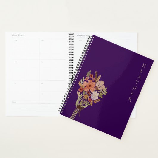 Boho Wildflower Personalized Purple Gift for Her Planner (Display)
