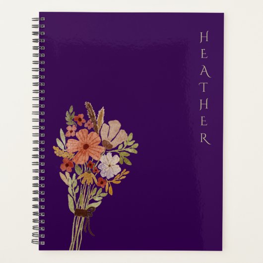 Boho Wildflower Personalized Purple Gift for Her Planner (Voorkant)