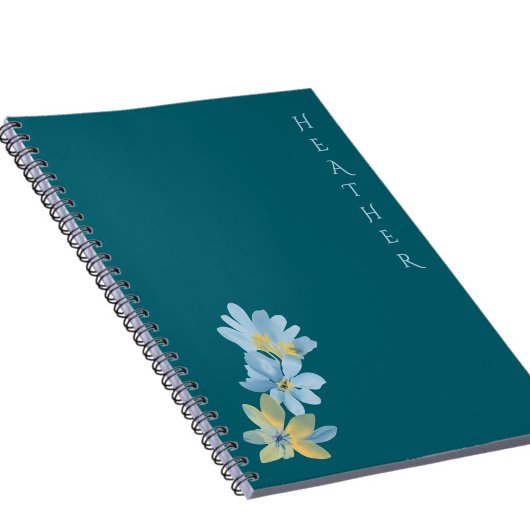 Boho Wildflower Personalized Teal Gift for Her Notitieboek