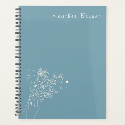 Boho Wildflower Personalized Teal Gift for Her Planner (Voorkant)