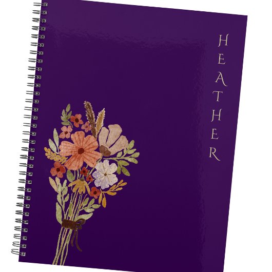 Boho Wildflower Persoonlijk Paars Cadeau voor Haar Planner