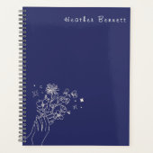 Boho Wildflower Persoonlijke Navy Cadeau voor Haar Planner (Voorkant)