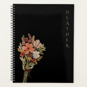 Boho Wildflower Persoonlijke Zwarte Cadeau voor Ha Planner (Voorkant)