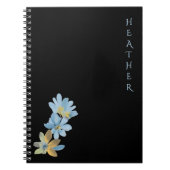 Boho Wildflower Persoonlijke Zwarte Gift voor Haar Notitieboek (Voorkant)
