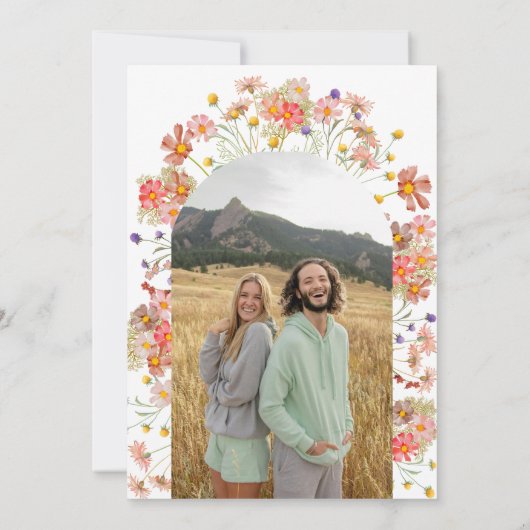 Boho Wildflower Photo Arch Wedding Save The Date (Achterkant)