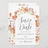 Boho Wildflower Photo Arch Wedding Save The Date (Voorkant / Achterkant)