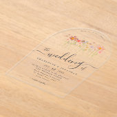 Boho Wildflower Pink Orange Yellow Rust Wedding Acryl Uitnodigingen (Laagn)