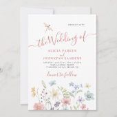 Boho wildflower qr code foto bruiloft kaart (Voorkant)