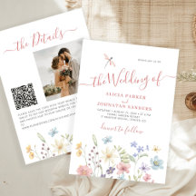 Boho wildflower qr code foto bruiloft