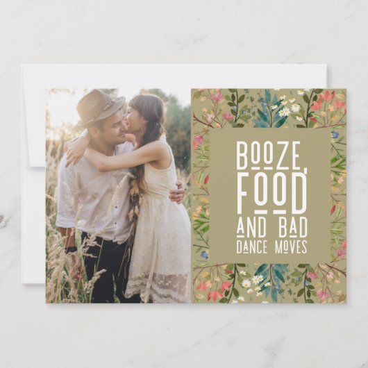 Boho Wildflower QR Code Foto Bruiloft Save The Date (Voorkant)