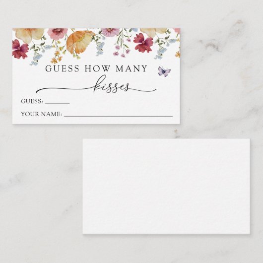 Boho Wildflower Raad eens hoeveel kussen Informatiekaartje (Voorkant / Achterkant)