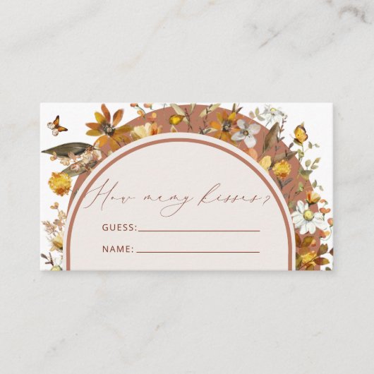 Boho Wildflower raden hoeveel kussen bruids spel Informatiekaartje (Voorkant)