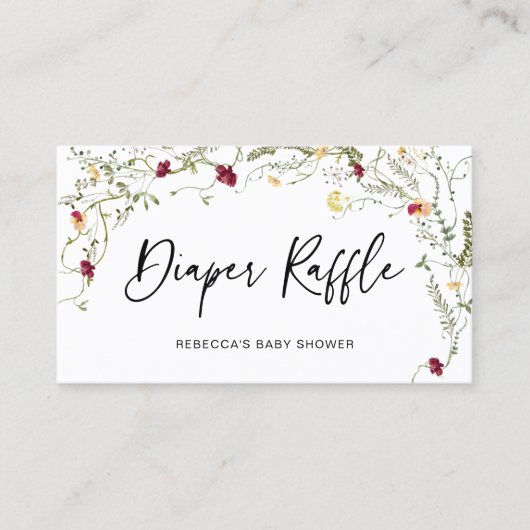 Boho Wildflower Raffle Enclosure Card Visitekaartje (Voorkant)