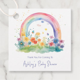 Boho Wildflower Rainbow Baby shower Bedankjes Labels