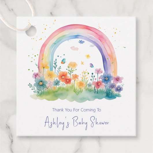 Boho Wildflower Rainbow Baby shower Bedankjes Labels (Voorkant)