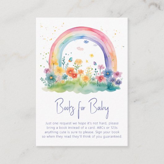 Boho Wildflower Rainbow Baby shower Boeken voor Ba Informatiekaartje (Voorkant)